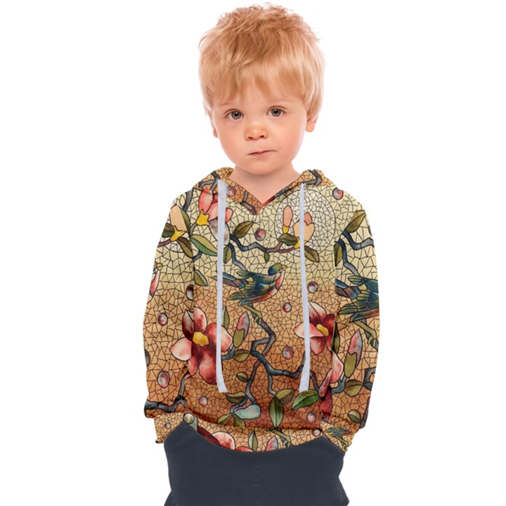 Flower Cubism Mosaic Vintage Kids  Overhead Hoodie