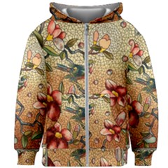 Flower Cubism Mosaic Vintage Kids  Zipper Hoodie Without Drawstring