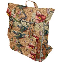 Flower Cubism Mosaic Vintage Buckle Up Backpack by Sapixe