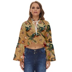 Flower Cubism Mosaic Vintage Boho Long Bell Sleeve Top