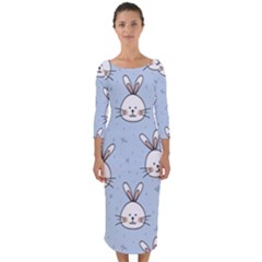 Rabbits Quarter Sleeve Midi Bodycon Dress by nateshop