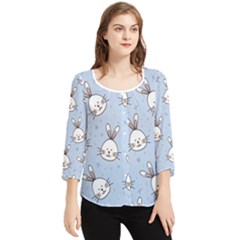 Rabbits Chiffon Quarter Sleeve Blouse by nateshop