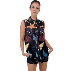 Seahorse Sleeveless Chiffon Button Shirt