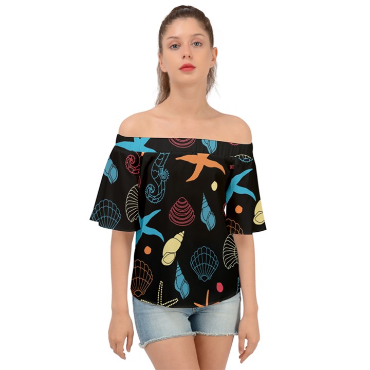 Seahorse Off Shoulder Short Sleeve Top