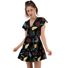 Seahorse Flutter Sleeve Wrap Dress by nateshop