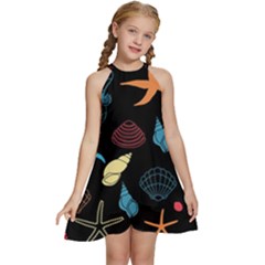 Seahorse Kids  Halter Collar Waist Tie Chiffon Dress