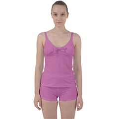 Seamless-pink Tie Front Two Piece Tankini