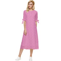 Seamless-pink Bow Sleeve Chiffon Midi Dress by nateshop