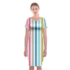 Stripes Classic Short Sleeve Midi Dress by nateshop