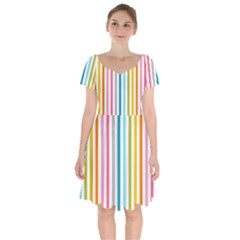 Stripes Short Sleeve Bardot Dress by nateshop