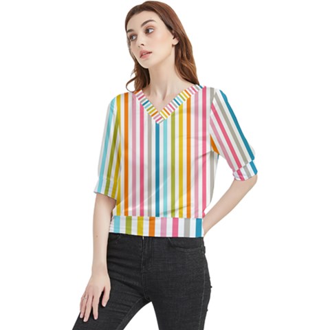 Stripes Quarter Sleeve Blouse by nateshop