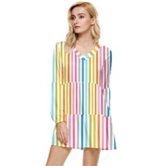 Stripes Tiered Long Sleeve Mini Dress by nateshop