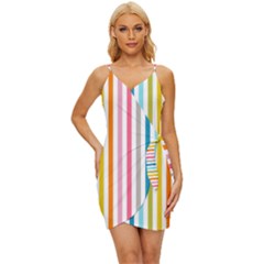 Stripes Wrap Tie Front Dress