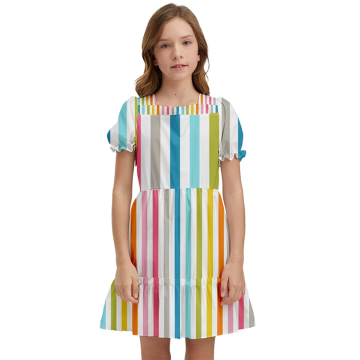 Stripes Kids  Puff Sleeved Dress