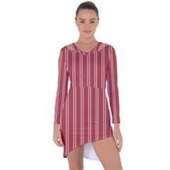 Stripes-red Asymmetric Cut-out Shift Dress by nateshop