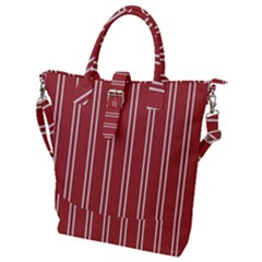 Stripes-red Buckle Top Tote Bag by nateshop