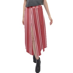 Stripes-red Velour Split Maxi Skirt by nateshop