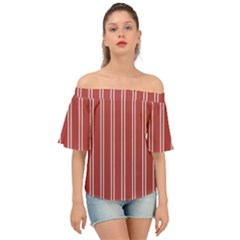 Stripes-red Off Shoulder Short Sleeve Top by nateshop