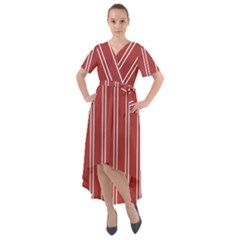 Stripes-red Front Wrap High Low Dress by nateshop