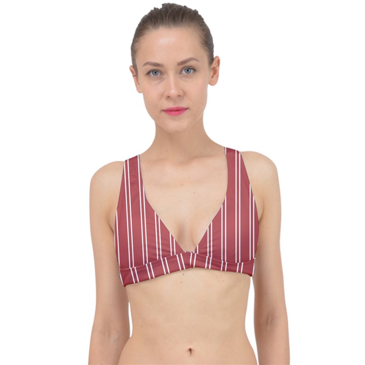 Stripes-red Classic Banded Bikini Top