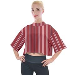 Stripes-red Mock Neck Tee by nateshop