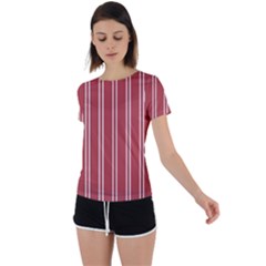 Stripes-red Back Circle Cutout Sports Tee by nateshop