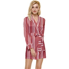 Stripes-red Long Sleeve Satin Robe by nateshop