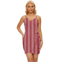 Stripes-red Wrap Tie Front Dress