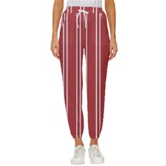 Stripes-red Cropped Drawstring Pants by nateshop