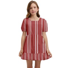 Stripes-red Kids  Short Sleeve Dolly Dress by nateshop