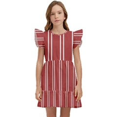 Stripes-red Kids  Winged Sleeve Dress