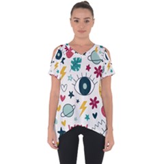 Wallpaper-love-eye Cut Out Side Drop Tee by nateshop