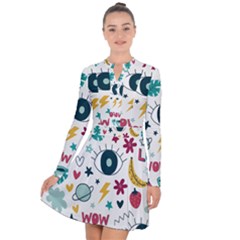 Wallpaper-love-eye Long Sleeve Panel Dress by nateshop