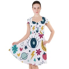 Wallpaper-love-eye Cap Sleeve Midi Dress by nateshop