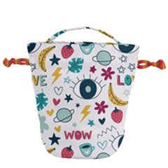 Wallpaper-love-eye Drawstring Bucket Bag by nateshop