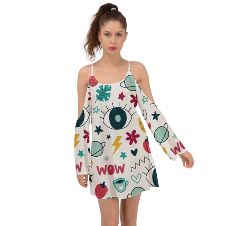 Wallpaper-love-eye Kimono Sleeves Boho Dress