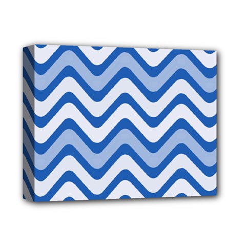 Waves-blue White Deluxe Canvas 14  X 11  (stretched) by nateshop