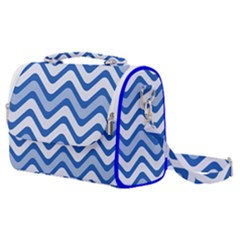 Waves-blue White Satchel Shoulder Bag by nateshop