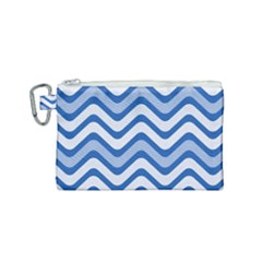 Waves-blue White Canvas Cosmetic Bag (small) by nateshop