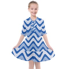 Waves-blue White Kids  All Frills Chiffon Dress by nateshop