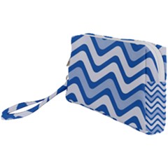 Waves-blue White Wristlet Pouch Bag (small) by nateshop