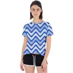 Waves-blue White Open Back Sport Tee