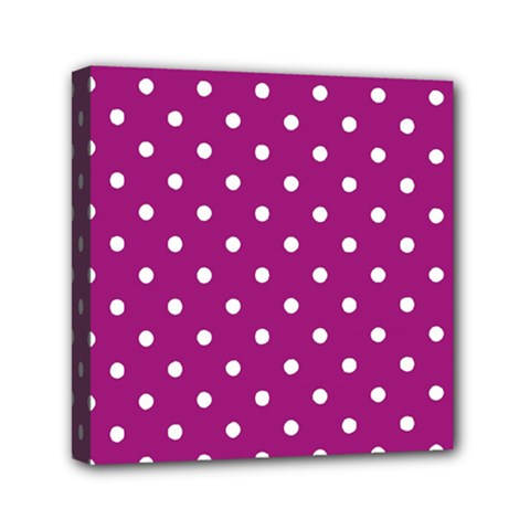 Polka-dots-purple White Mini Canvas 6  X 6  (stretched) by nateshop