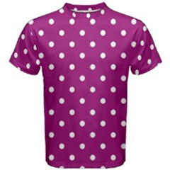 Polka-dots-purple White Men s Cotton Tee by nateshop