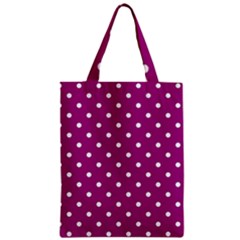 Polka-dots-purple White Zipper Classic Tote Bag by nateshop