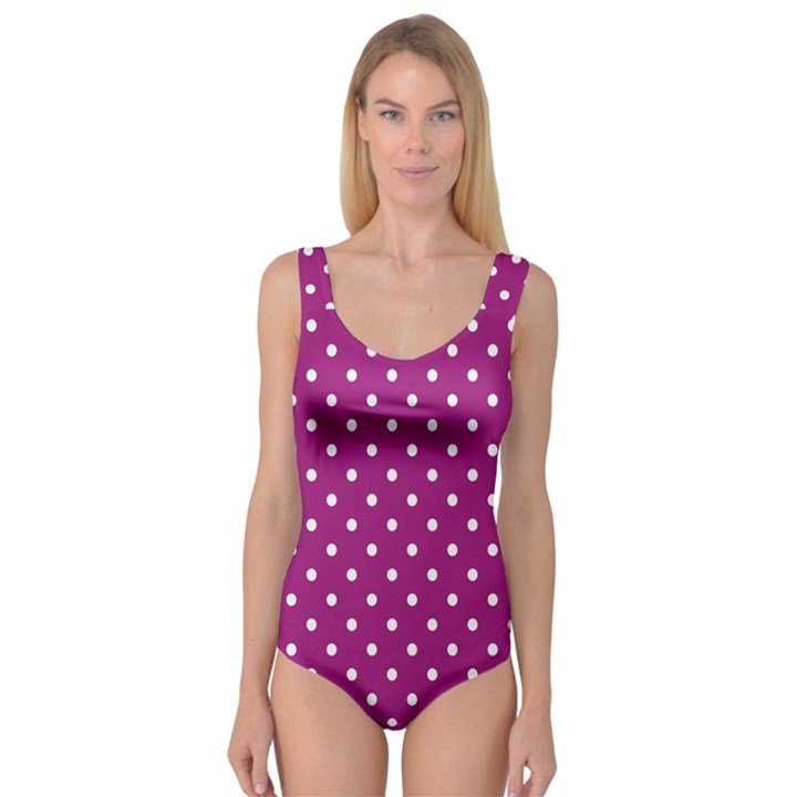 Polka-dots-purple White Princess Tank Leotard 