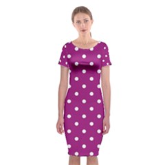 Polka-dots-purple White Classic Short Sleeve Midi Dress by nateshop