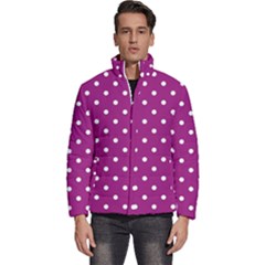 Polka-dots-purple White Men s Puffer Bubble Jacket Coat