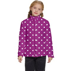 Polka-dots-purple White Kids  Puffer Bubble Jacket Coat