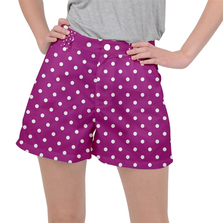 Polka-dots-purple White Ripstop Shorts